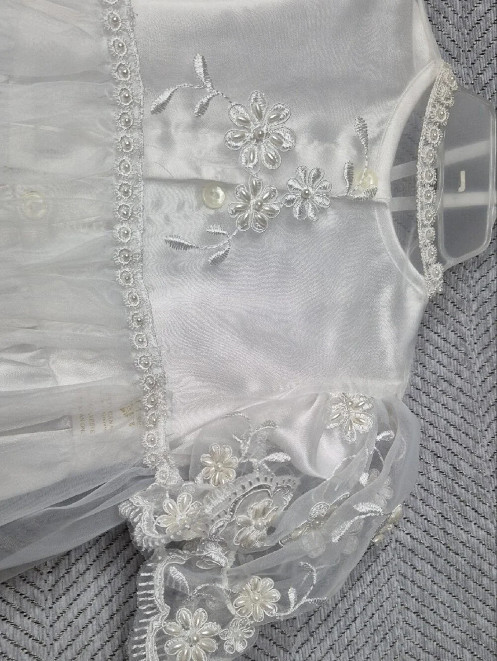 NWT L'Pety Canar Luxury Heirloom Embroided Christening Baptism Gown Bonnet S/3M